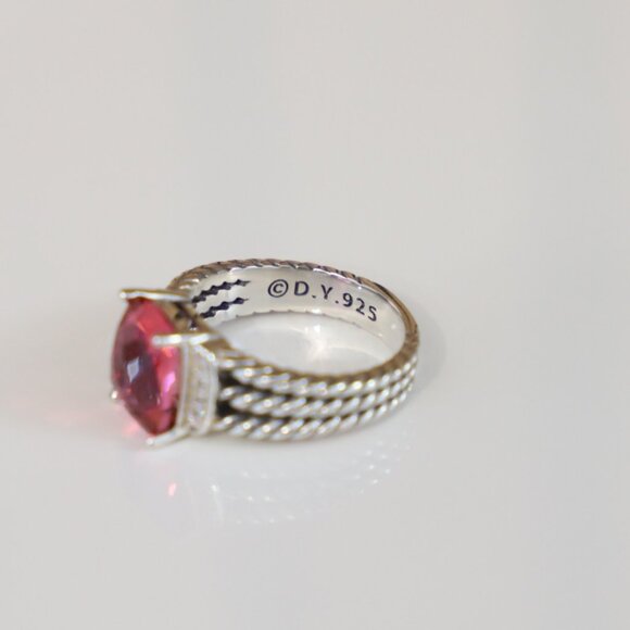 David Yurman Sterling Silver Petite Wheaton Ring Tourmaline & Diamonds size 7.5 - Picture 7 of 7